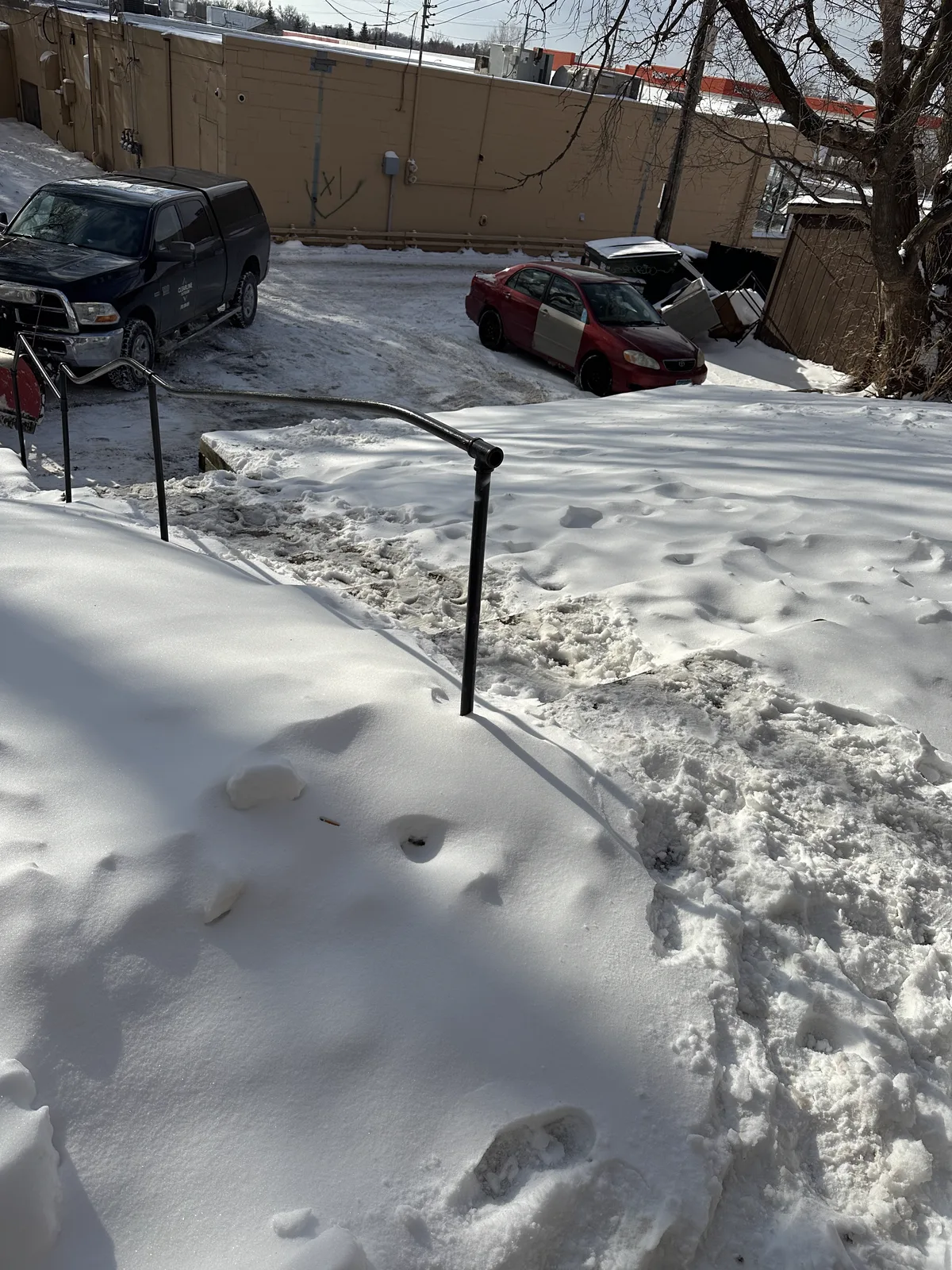 Apartment community sidewalk before Clearline snow removal